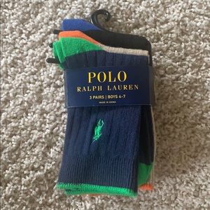 Boys socks 3 pr 10-13 shoe sz Ralph Lauren